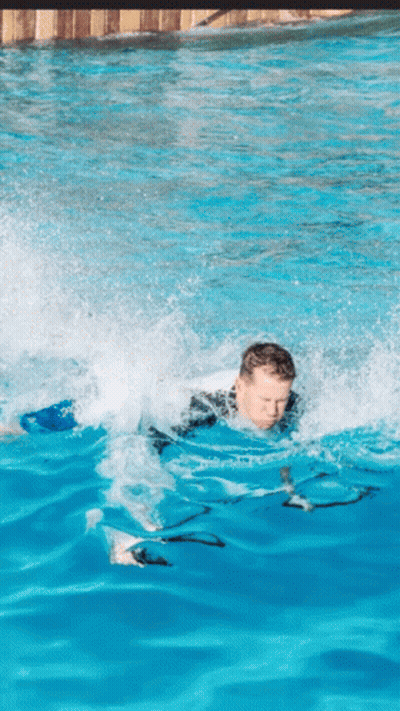 Man In Wetsuit Swimming GIF