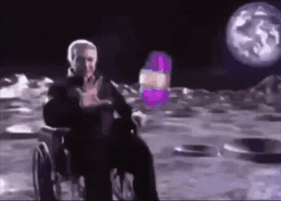 Man In Wheelchair On Moon Holding Purple Object GIF