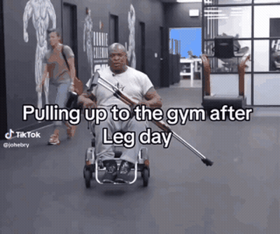 Man In Wheelchair Pulling Up To Gym After Leg Day GIF