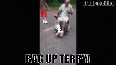 Man In Wheelchair Pushed By Skateboarder GIF