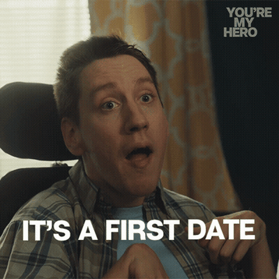 Man In Wheelchair Saying It's A First Date On Screen GIF