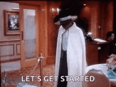 Man In White Coat And Hat Saying Let's Get Started GIF