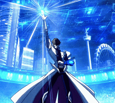Man In White Coat Holding Blue Object Ferris Wheel GIF