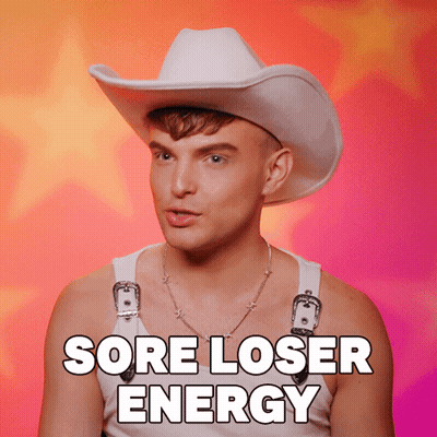Man In White Cowboy Hat Saying Sore Loser Energy GIF