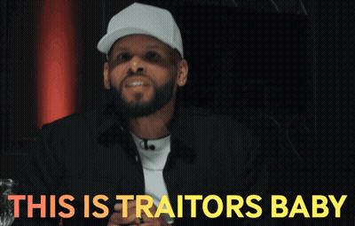 Man In White Hat And Black Jacket Says This Is Traitors Baby GIF