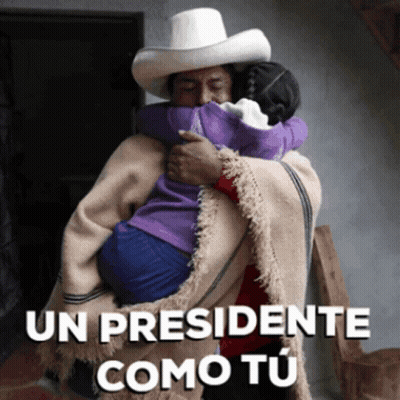 Man In White Hat Holding Child With Un Presidente Como Tu GIF