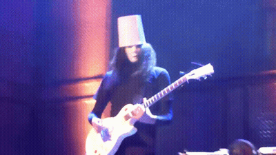 Man In White Hat Playing White Guitar GIF