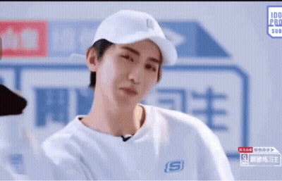Man In White Hat With Letter S On Shirt GIF