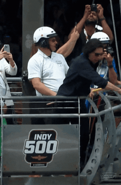 Man In White Helmet At Indy 500 GIF