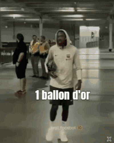 Man In White Hoodie Holding Soccer Ball Says 1 Ballon D'Or GIF
