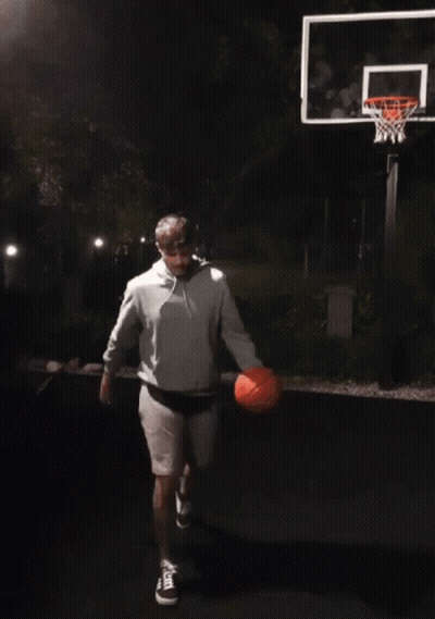 Man In White Hoodie Playing Basketball GIF