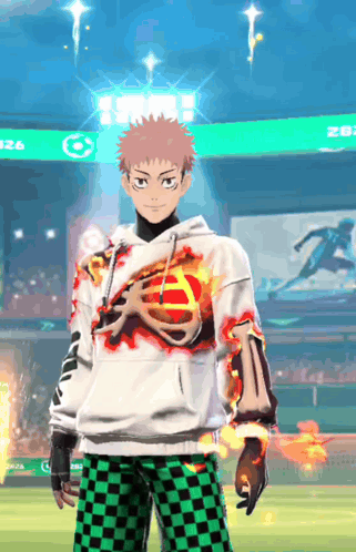Man In White Hoodie With Red Flame GIF