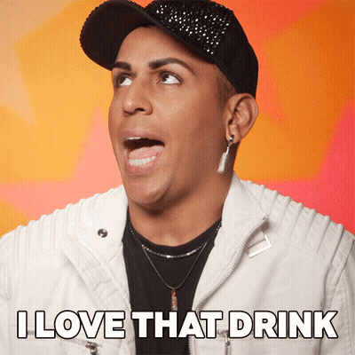 Man In White Jacket And Black Hat Says I Love That Drink GIF