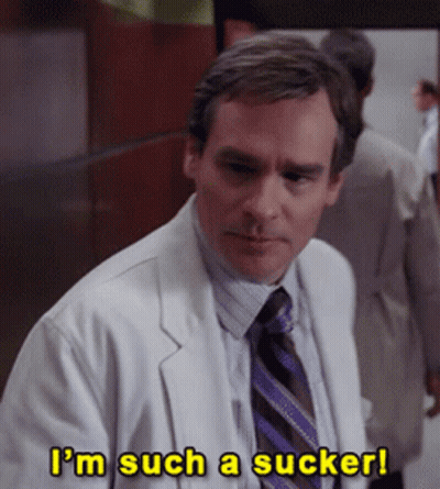 Man In White Jacket And Tie Saying I'm Such A Sucker GIF