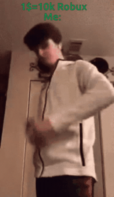 Man In White Jacket Dancing With Text 1 $ = 10K Robux Me GIF