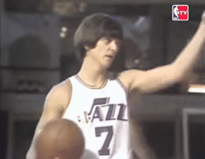 Man In White Jazz Jersey Number 7 GIF