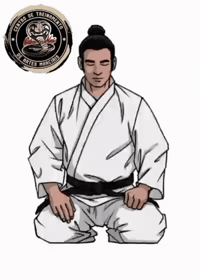 Man In White Karate Uniform Kneeling GIF