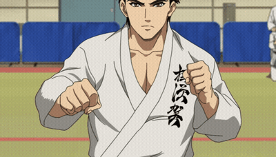 Man In White Karate Uniform With Chinese Writing GIF