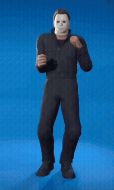 Man In White Mask Standing On One Leg GIF