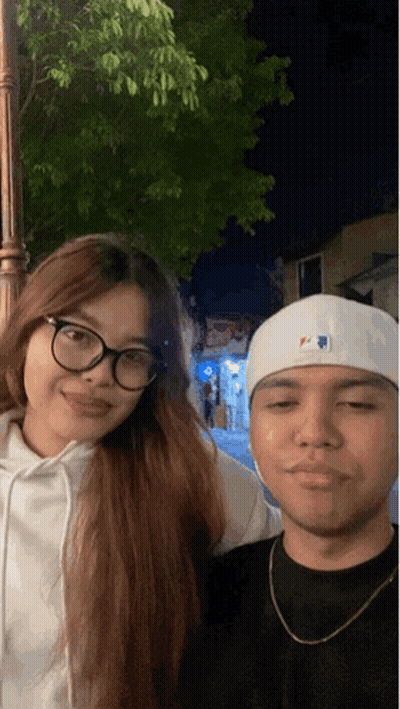Man In White MLB Hat Posing With Woman GIF