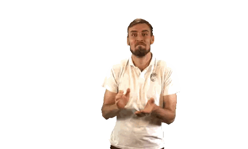 Man In White Polo Shirt With RB Sticker