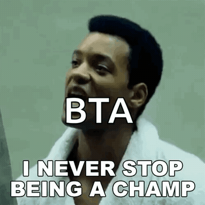 Man In White Robe Saying I Never Stop Being A Champ GIF