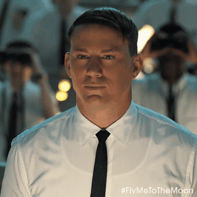 Man In White Shirt And Black Tie #Flymetothemoon GIF