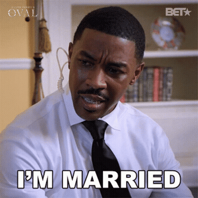 Man In White Shirt And Black Tie Saying I'm Married GIF