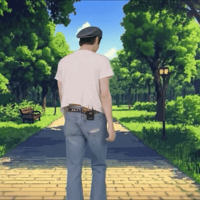 Man In White Shirt And Blue Jeans Walking GIF