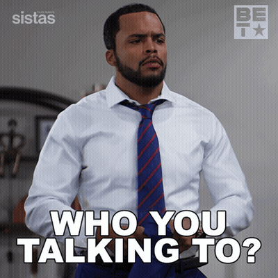 Man In White Shirt And Blue Tie Asking Who You Talking To GIF