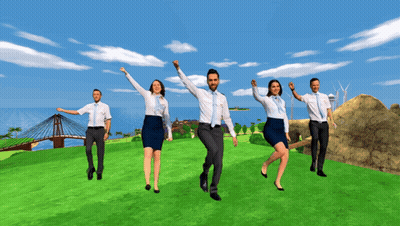 Man In White Shirt And Blue Tie Before Island GIF