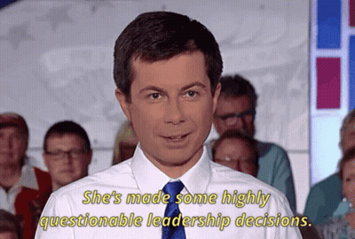 Man In White Shirt And Blue Tie Saying She's Made Highly Questionable Leadership Decisions GIF