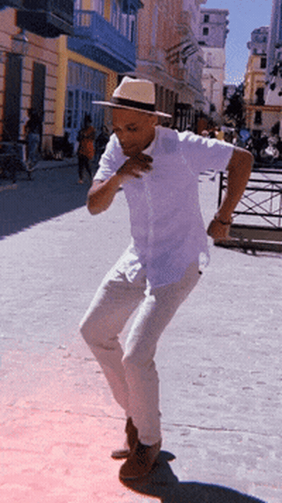 Man In White Shirt And Hat Dancing GIF