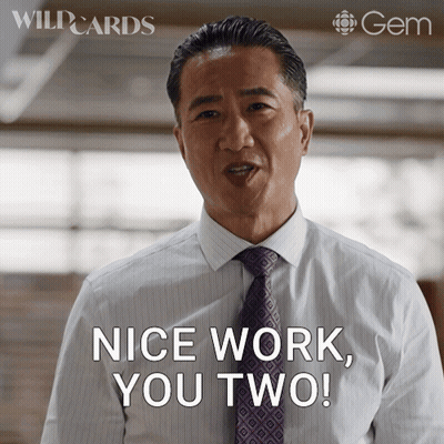 Man In White Shirt And Purple Tie Says Nice Work You Two GIF