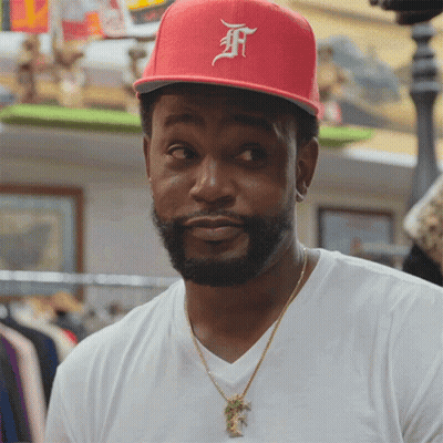 Man In White Shirt And Red Hat With Letter F GIF