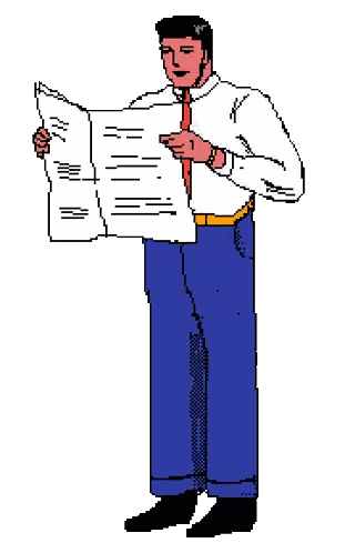 Man In White Shirt And Red Tie Reading Newspaper Sticker