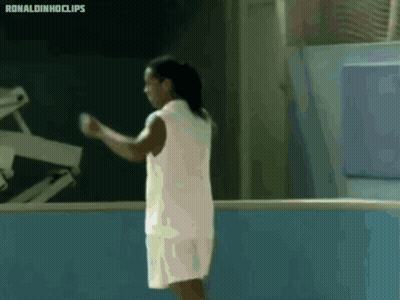 Man In White Shirt And Shorts Blue Wall Ronaldinhoclips GIF