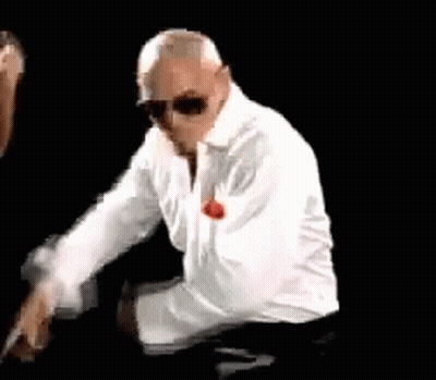 Man In White Shirt And Sunglasses Kneeling GIF