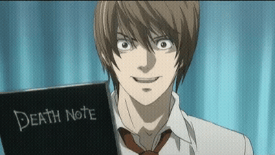 Man In White Shirt And Tie Holding Death Note GIF