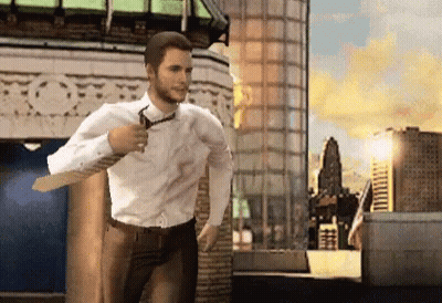Man In White Shirt And Tie Running Outside Building GIF