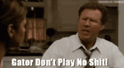 Man In White Shirt And Tie Saying Gator Don't Play No Shit GIF
