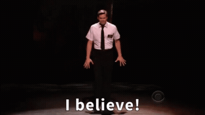 Man In White Shirt And Tie Saying I Believe GIF