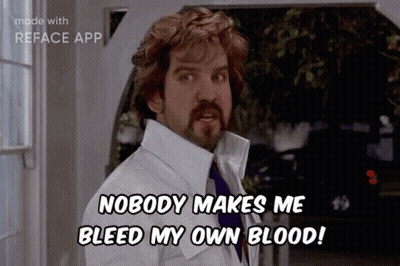 Man In White Shirt And Tie Saying Nobody Makes Me Bleed My Own Blood GIF