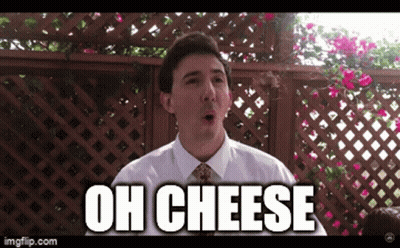 Man In White Shirt And Tie Saying Oh Cheese GIF