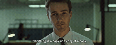 Man In White Shirt And Tie Says Everything Is A Copy Of A Copy Of A Copy GIF