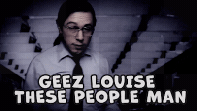 Man In White Shirt And Tie Says Geez Louise GIF