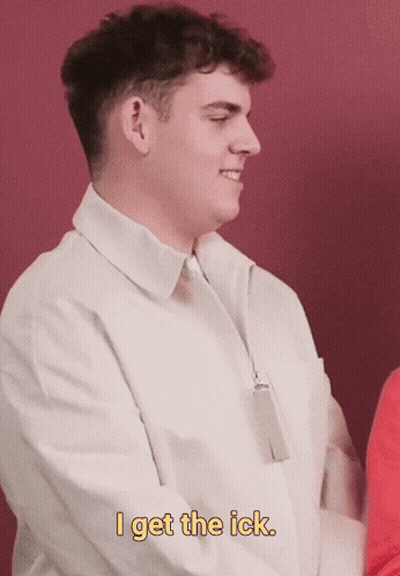 Man In White Shirt And Tie Says I Get The Ick GIF