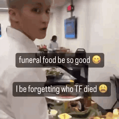Man In White Shirt At Table With Plate Of Food GIF