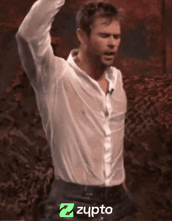 Man In White Shirt Dancing In Front Of Z Zupro Logo GIF