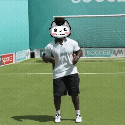 Man In White Shirt Dancing On Soccer Field Sky Sports Sign GIF